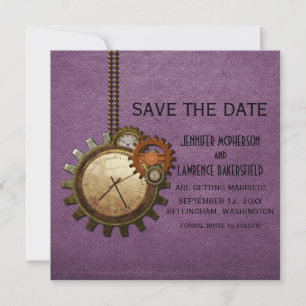 Lila Vintage-Uhr Save-the-Date-Einladung Einladung