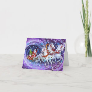 Lila vintage Weihnachten mit Santa und Pferden