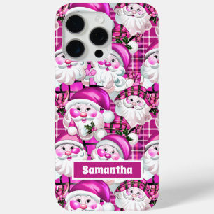 Lila Vintage Weihnachtsmann Tartan Karo Weihnachte Case-Mate iPhone Hülle