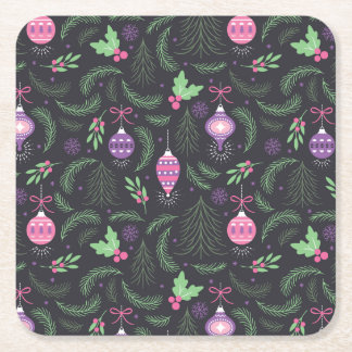 Lila Vintage-Weihnachtsschmuck-Muster Rechteckiger Pappuntersetzer