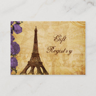 lila Vintager Eiffelturm Paris Gift-Register Begleitkarte