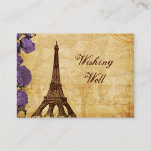 lila Vintager Eiffelturm Paris Wedding Begleitkarte