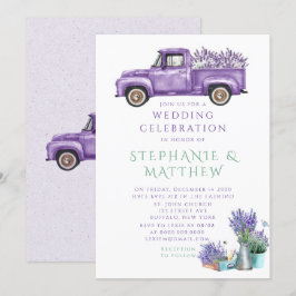 Lila Vintager LKW Wisteria Wedding Einladung