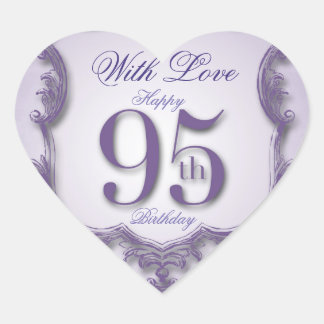Lila Vintager Rahmen 95. Geburtstag Herzsticker Herz-Aufkleber