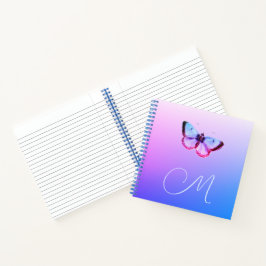 lila Vintager Schmetterling und rosa lila Notizbuch