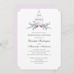 Lila Vintager Vogelkäfig. Probe Einladung