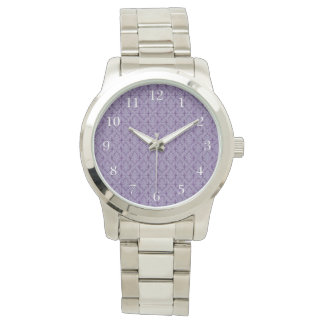 Lila Vintages Damast-Ziermuster Armbanduhr
