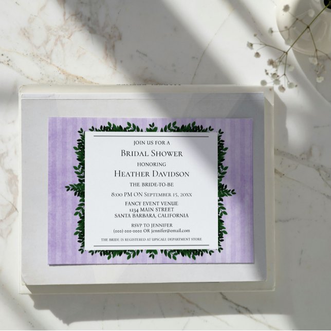 Lila Vintages Foliage-Brautparty Einladung (Purple)