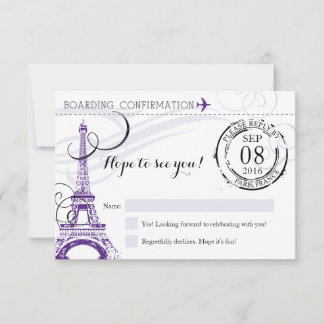 Lila Vintages Paris - Frankreich Geburtstagspartei Einladung