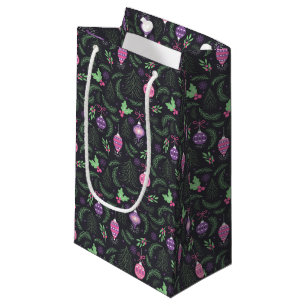 Lila Vintages Weihnachtsverzierungs-Muster Kleine Geschenktüte