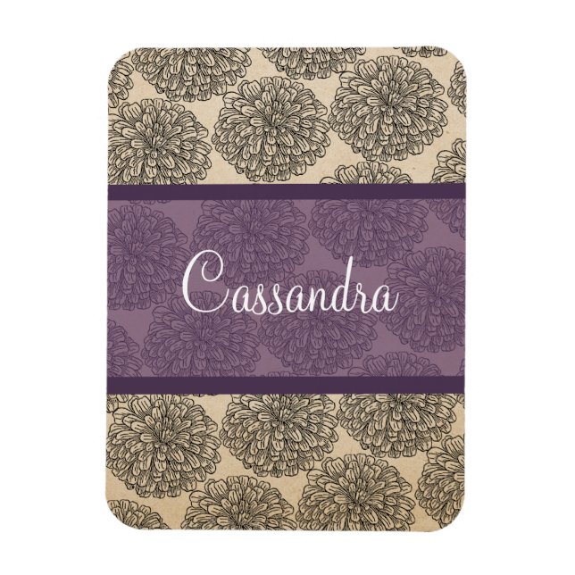 Lila Vintages Zinnia Premium Magnet (Vertikal)