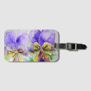 Lila Viola Blume Floral Wasserfarbe Gepäckmarke Gepäckanhänger