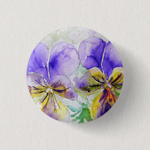 Lila Viola Floral Blume Aquarellmalerei Button