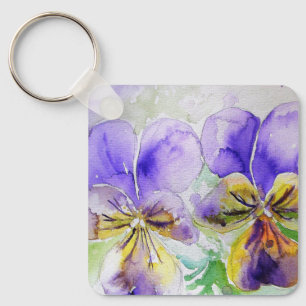 Lila Viola Floral Blume Aquarellmalerei Ke Schlüsselanhänger