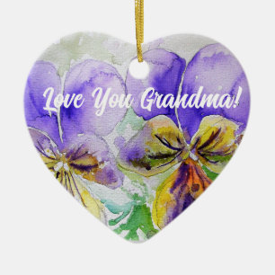 Lila Viola Floral Liebe Rodelbahn mit Aussicht Keramik Ornament