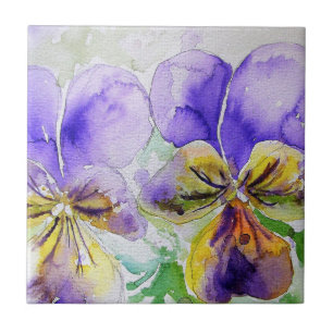 Lila Viola Pansy Floral Keramik Tal Fliese
