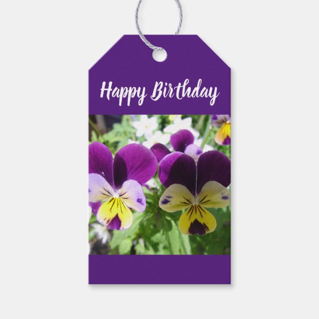 Lila Viola Pansy Hübsche Blume Blumenkarte Geschenkanhänger (Vorderseite)