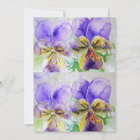 Lila Viola Pansy Watercolor Geburtstagsfeier Einla