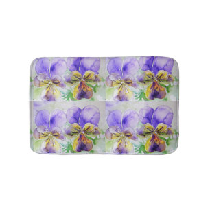 Lila Viola Watercolor Johnny Jump Up Bath Mat Badematte
