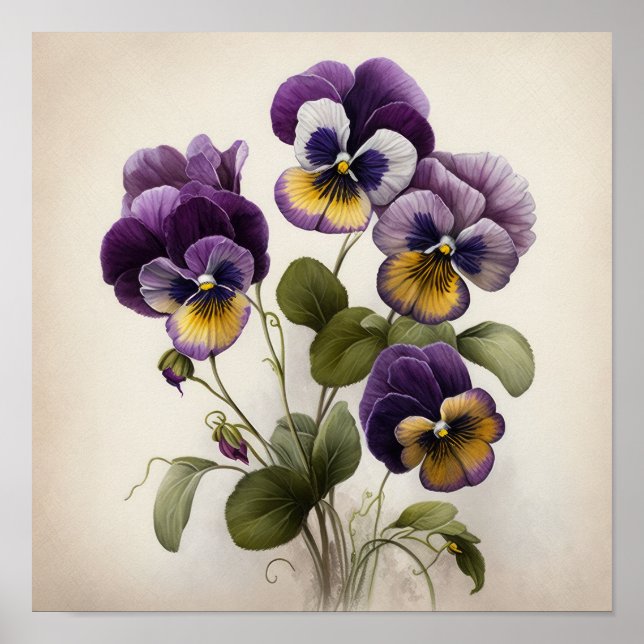 Lila Violas Blume Art Print Poster (Vorne)