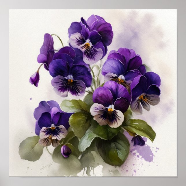 Lila Violas Blume Art Print Poster (Vorne)