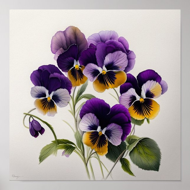 Lila Violas Blume Art Print Poster (Vorne)