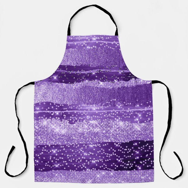 Lila Violet Amethyst Strokes Moderne Confetti Schürze (Vorderseite)