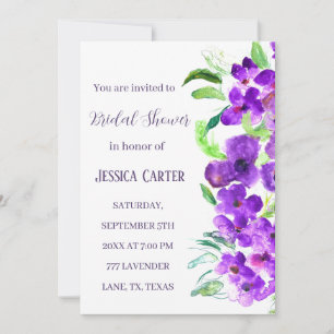 Lila Violet Floral Boho Brautparty Einladung