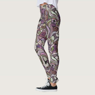 Lila Violet-gepolstertes, gezogenes Retro-Quadrat- Leggings