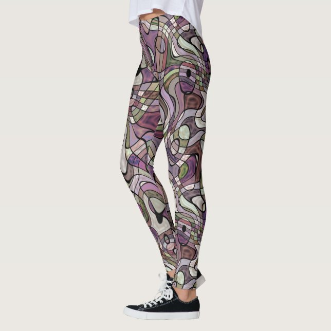 Lila Violet-gepolstertes, gezogenes Retro-Quadrat- Leggings (Links)
