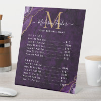 Lila Violet Gold Glitzer Agate Marble Monogramm