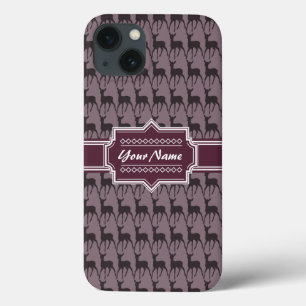 Lila Violet Hirsch Personalisierter Name iPhone 13 Hülle