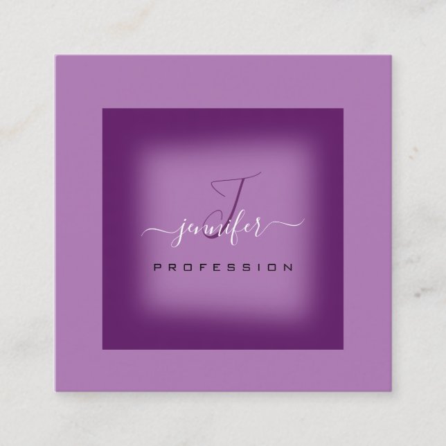 Lila Violet-Makeup-Monogramm Name Social Media Quadratische Visitenkarte (Vorderseite)