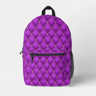 Lila Violet Ogee Gold Diamanten Tufted Backpack Bedruckter Rucksack