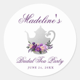 Lila Violet Tee Party Brautparty Kleines Runder Aufkleber