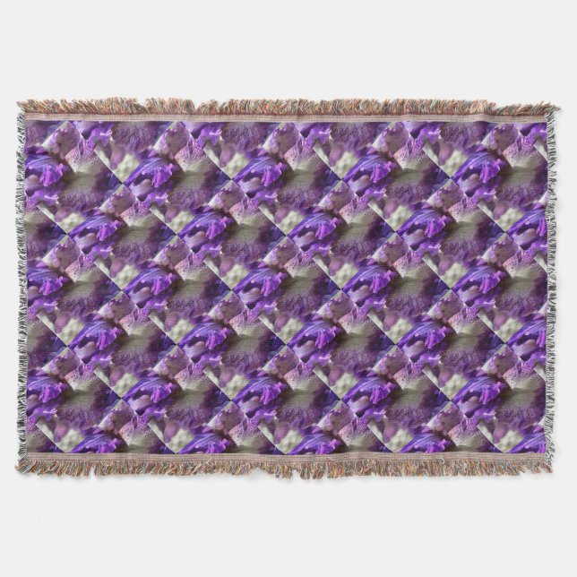 Lila, Violet und Mauve Iris Abstrakt Decke (Vorderseite)