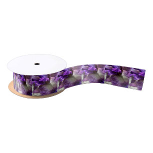 Lila, Violet und Mauve Iris Abstrakt Satinband