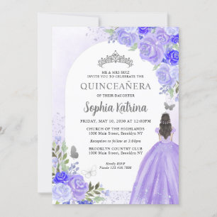 Lila Violetprinzessin Birthday Quinceanera Einladung