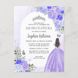 Lila Violetprinzessin Birthday Quinceanera Einladungspostkarte