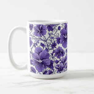 Lila Violett-Blume Botanisches Blumenmuster Kaffeetasse