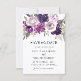 Lila Violett-Blumenwetterwetterhochzeit Save The Date