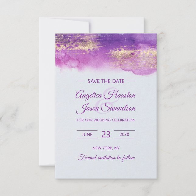 Lila Violett Mauve Lavender RETTETEST Save The Date (Vorderseite)