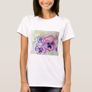 Lila Violett Pansy Aquarellmalerei T Shirt