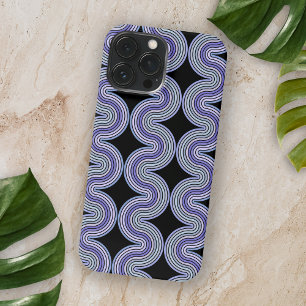 Lila Violett Purpur Rosa Wellenlinien auf Schwarz iPhone 16 Pro Max Hülle