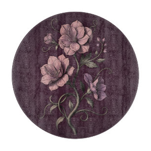 Lila violette Anemonenblume dunkle Botanik Schneidebrett