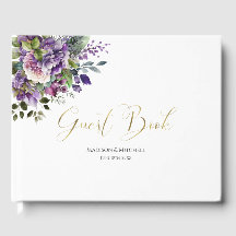 Lila Violette Aquarell-Blumenstrauß Goldschrift