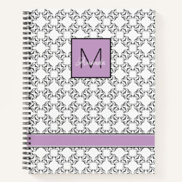 Lila Violette auf Schwarz-Weiß-Muster Notizbuch