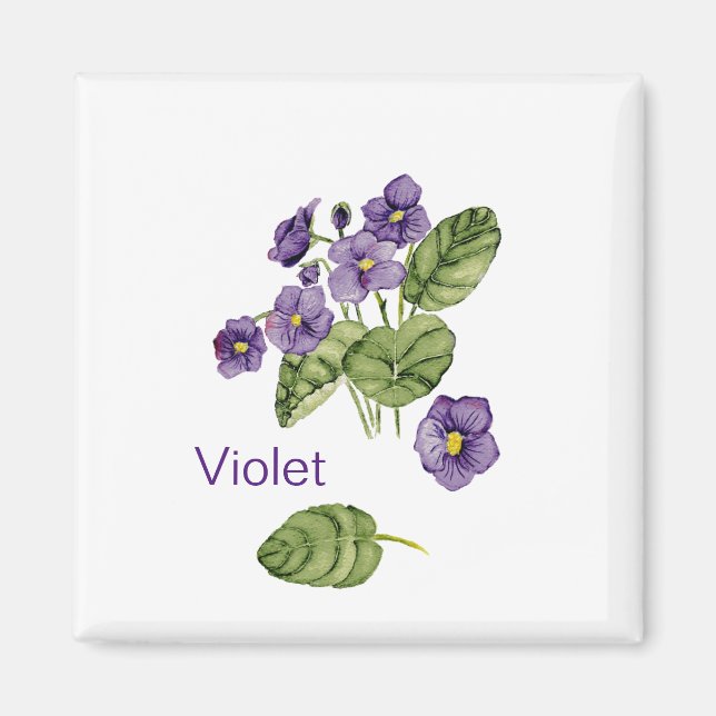 Lila violette Blume Aquarellfarbenprägung Magnet (Vorne)