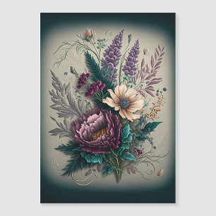 Lila Violette Blume Bouquet für Valentine Magnetkarte