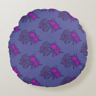 Lila violette Blumenrundkissen Rundes Kissen